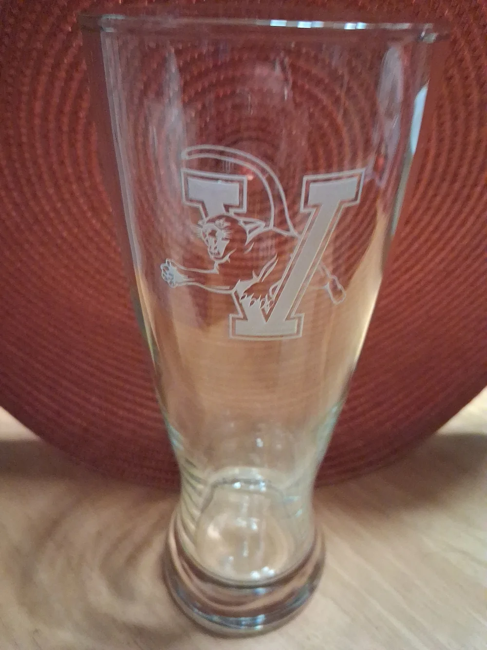 University Of Virginia 20 Ounce Pilsner Glass With White Etching Logo